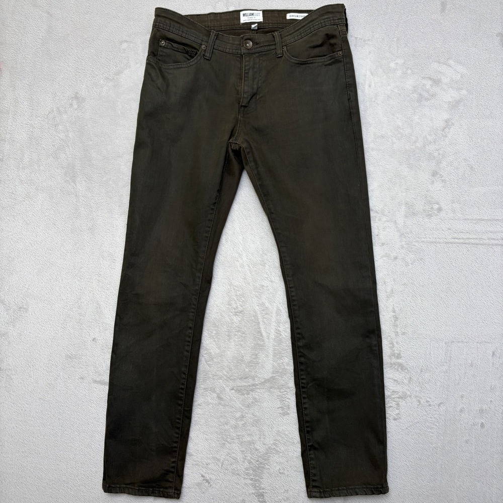 William Rast Dean Slim Straight Stretch Olive Denim 32x30 tapered low rise